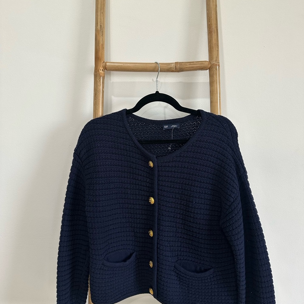 GAP Dark Blue Cardigan with Gold Buttons